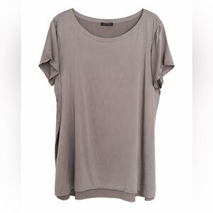 Eileen Fisher Women's Grey Short Sleeve Silk Top. Size XL